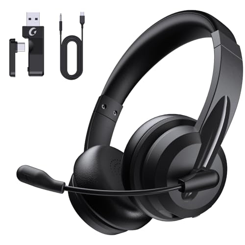 AOC Wireless Headset with Mic for Work, AI Noise Cancelling, Bluetooth - color: Midnight Black