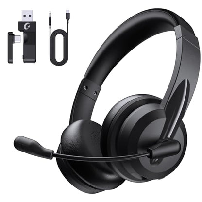 AOC Wireless Headset with Mic for Work, AI Noise Cancelling, Bluetooth - color: Midnight Black
