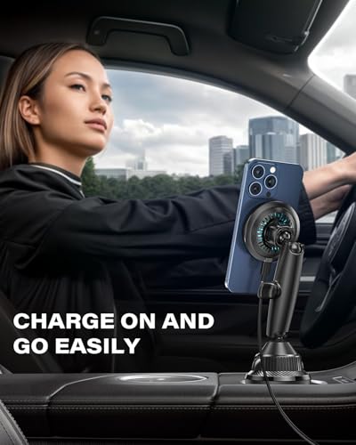 APPS2Car Upgraded for QI2 MagSafe Cup Holder Phone Holder Charger