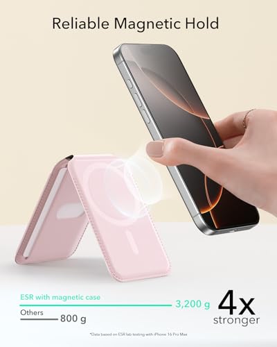 ESR Aura for MagSafe Wallet with Adjustable Stand, 5 Card Holder | RFID Blocking, Strong Magnetic Wallet for iPhone 17 Pro Max 17e 16 15 14 13 12 Series, Bubblegum Pink - color: Bubblegum Pink