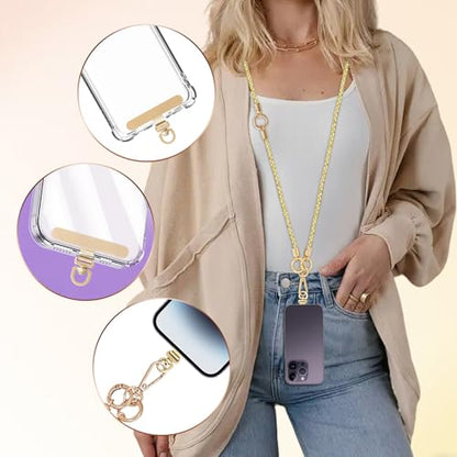 Crystal Phone Strap Crossbody Rhinestone Cell Phone Neck, Yellow - color: Yellow
