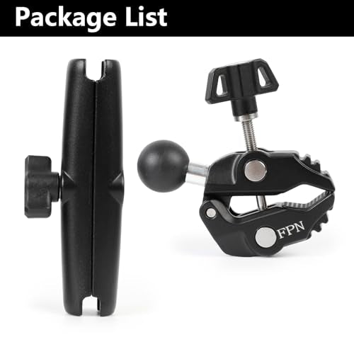 Aluminium 1" Ball Handlebar Mount Clamp Base 5.91'' Length Double Socket Arm for Rails 0.5" to 2" in Diameter, Compatible with RAM mounts & Bike Motorcycle Phone Holder - style: Clamp with 5.91" Arm