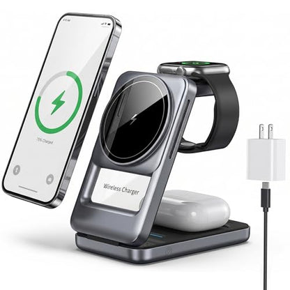 3 in 1 Charging Station Foldable Fast Charging for Magsafe Gray - color: Gray