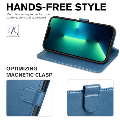 TUCCH Wallet Case for iPhone 13 Pro Max (6.7"), 4 Card Slots, Lake Blue - color: Lake Blue