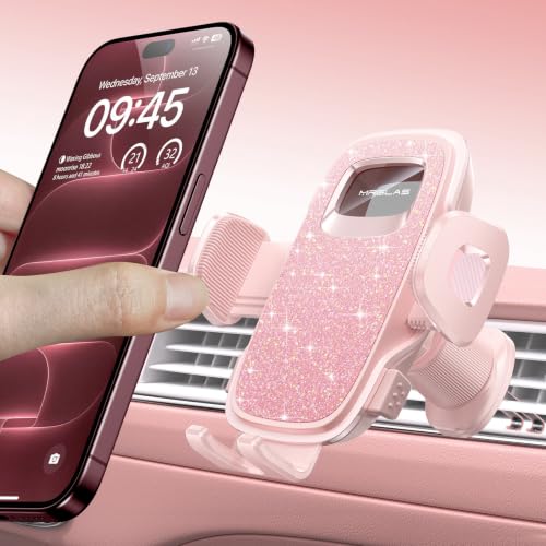 Phone Holders for Car with New Metal Hook Clip, Handy Air Vent Car Mount - color: Pink