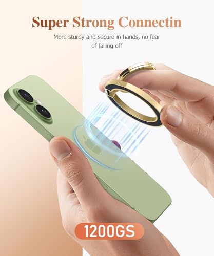 GVIEWIN Magnetic Phone Ring Holder, Compatible with MagSafe Phone Grip | Adjustable Stand, Magnet Phone Ring Kickstand, for iPhone 17/16/15/14/13/12 Pro Max Plus Air/Other Phones (Glitter/Green) - color: Glitter/Green