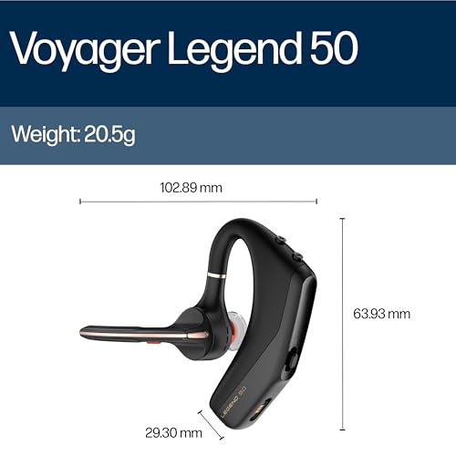 Poly Voyager Legend 50 - Bluetooth Headset - Wireless Headset with Mic - Four Noise-Canceling Mics, AI Noise Block & WindSmart Technology - Connectivity & Smart Call Controls - All-Day Comfort - style: Legend 50