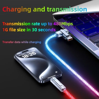 4 in 1 USB Charging Cable 2 Pack 3.3ft Light up USB Cable Colorful Gradual - color: 4 Combinations Colorful Gradual