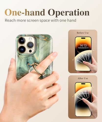 GVIEWIN Marble Cell Phone Ring Holder, Metal Kickstand Grip 360° Rotation - color: B-Desert Dream/Green