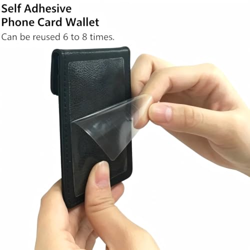 Self Adhesive Phone Card Wallet with Ring Stand Flip Cover Dark Pink - color: Dark Pink