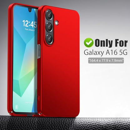 for Samsung Galaxy A16 5G Case,Ultra Thin Matte PC Hard Shell | Lens Protection,Simple Durable Slim Fit Phone Case,Hard Protective Cover, 6.7in Red JUS13-27 - color: Red