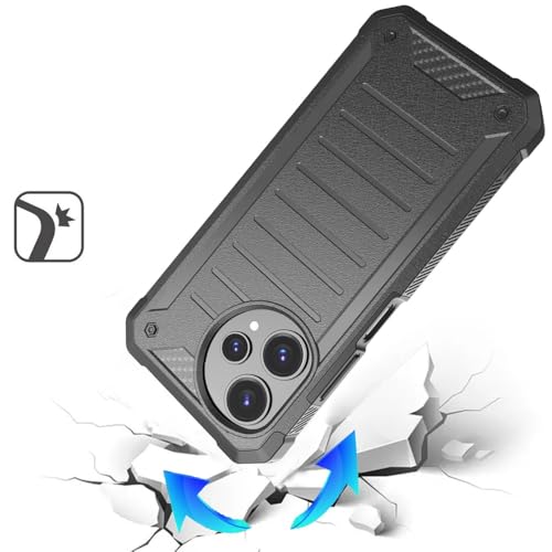 TJS for Cricket Icon Plus 2026 Phone Case, AT&T Verge 2 5G Case (Gray) | with Tempered Glass Screen Protector, Premium Tough Lined Design Hybrid Shockproof Heavy Duty Phone Case Cover - color: Gray