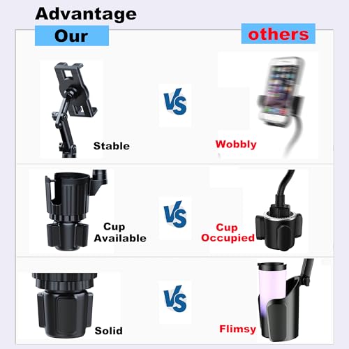 Cup Holder Tablet Mount, Ipad Cup Holder Car Mount with Adjustable Arm for Tablet iPhone 3-11in iPad Pro Air Mini, Fire, iPhone 15, Galaxy S24 Z Fold 5 - size: 3-13 inches