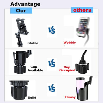 Cup Holder Tablet Mount, Ipad Cup Holder Car Mount with Adjustable Arm for Tablet iPhone 3-11in iPad Pro Air Mini, Fire, iPhone 15, Galaxy S24 Z Fold 5 - size: 3-13 inches