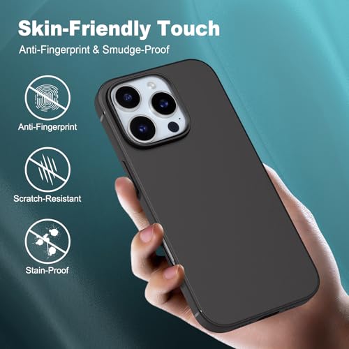 TENOC Phone Case Compatible with iPhone 16 Pro Max, Black Case Anti-Fingerprint Protective Bumper Matte Cover for 6.9 Inch - color: Black, size: iPhone 16 Pro Max