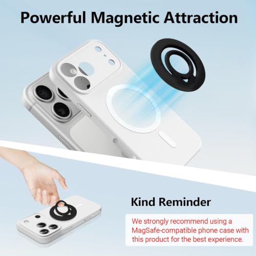 Double Sided Magnetic Silicone Ring Grip Phone Holder, Soft and Portable, Strong Magnetic Attraction, Compatible with iPhone 17/16/15/14/13/12 MagSafe Phone Case Accessories (Navy Blue) - color: Navy Blue