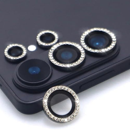 for Samsung Galaxy S26 Ultra Camera Lens Protector, Bling Diamond Metal Ring Tempered Glass Lens Cover, Sparkly Rhinestone Accessories (Black) - color: Black