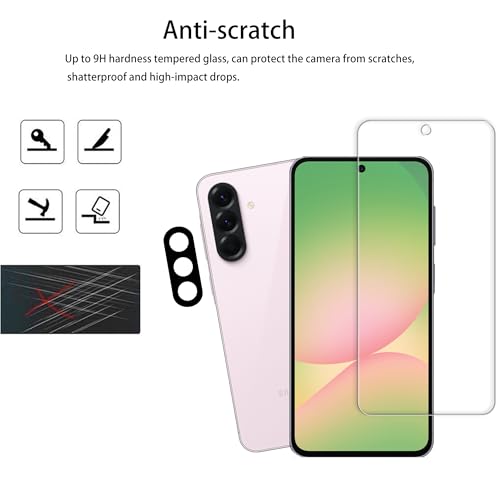 [2+2 Pack Tempered Glass Film For Samsung Galaxy A56 5G Screen Protector 2-Pack with Camera Lens Protector 2-Pack