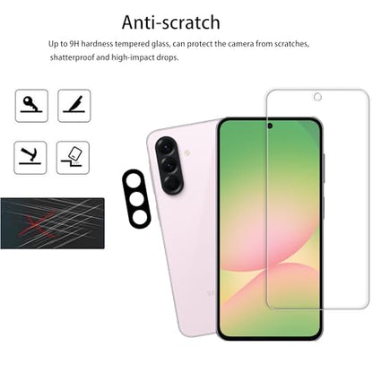 [2+2 Pack Tempered Glass Film For Samsung Galaxy A56 5G Screen Protector 2-Pack with Camera Lens Protector 2-Pack