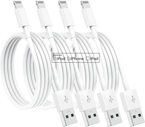 Susnwere 4 Pack [Apple MFi Certified] Apple Charging Cables 6ft, iPhone Chargers, Lightning Fast iPhone Charging Cord for iPhone 12/11/11Pro/11Max/ X/XS/XR/XS Max/8/7, ipad(White) - color: White, size: 4pack(6ft)