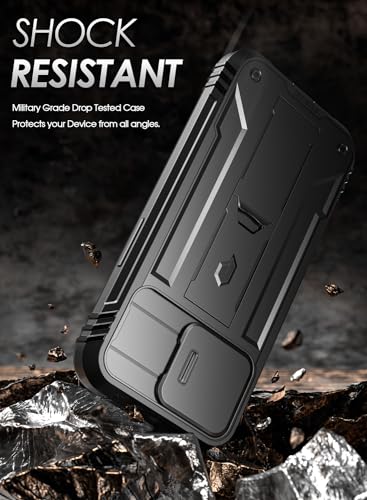 Poetic Revolution Case Compatible with Galaxy Xcover 7 5G, [Slide Camera Cover], [20FT Mil-Grade Drop Tested], Full-Body Military Grade Rugged Dual-Layer Shockproof Cover with Kickstand, Black - size: Galaxy XCover 7