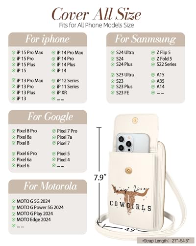 Leather Cell Phone Purse Crossbody Bag for Women | Adjustable Shoulder Strap, Card Slots, Secure Wallet Interior, Cute Pattern Styles, Small Carry for Travel and Daily Use - color: Cowboy