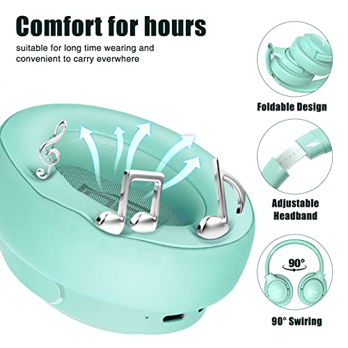 BERIBES Bluetooth Headphones Over Ear Wireless HiFi Stereo Headsets 65H 6EQ - color: Green