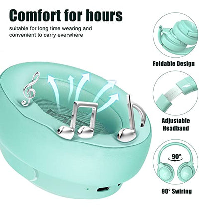 BERIBES Bluetooth Headphones Over Ear Wireless HiFi Stereo Headsets 65H 6EQ - color: Green
