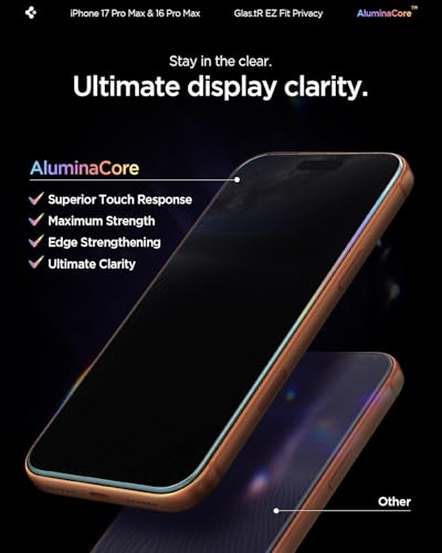 Spigen Privacy Screen Protector for iPhone 17 Pro Max, 16 Pro Max - size: iPhone 17 Pro Max | iPhone 16 Pro Max