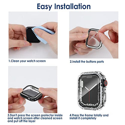 Simpeak 5-Pack Women Bling Screen Protector Case Compatible with Apple Watch 38mm 40mm 41mm 45mm Series 10 42mm 46mm, Screen Case Compatible with iWatch Series 10 9 8 7 6 5 4 3 2 1 (41mm) - size: 41mm(Series 7/8/9)
