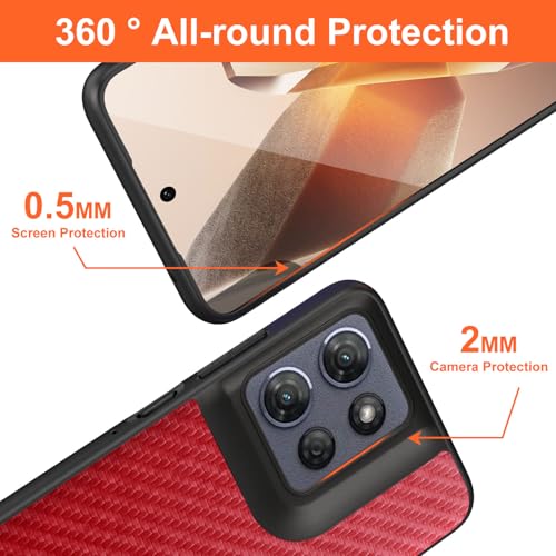 Case for Motorola Moto G Power 2025 Carbon Fibre Texture Shockproof Slim Case Non-Slip Full Body Protective Phone Case (Red, for Moto G Power 2025) - color: Red Power 2025