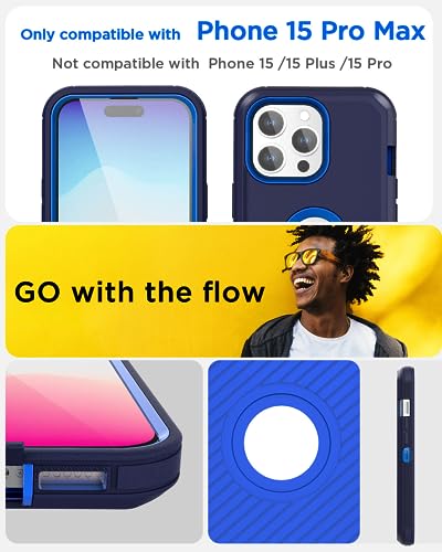 AICase iPhone 15 Pro Max Case,Heavy Duty Drop Protection Full Body Rugged Shockproof Military Protective Tough Durable Cover Compatible with iPhone 15 Pro Max 6.7"_8 Maritime Blue/Admiral Blue - color: Maritime Blue/Admiral Blue