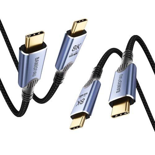 [2-Pack] USB 4 Cable 1FT/0.3M, Short USB C Data Cable for 40Gbps Braided,8K/4K Video Display,240W Fast Charging,USBC to USBC Compatible with Thunderbolt 4/3 Cable,high Speed USB c Cable - size: 1FT+1FT