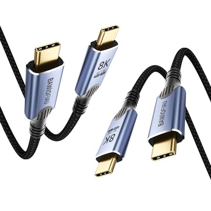 [2-Pack] USB 4 Cable 1FT/0.3M, Short USB C Data Cable for 40Gbps Braided,8K/4K Video Display,240W Fast Charging,USBC to USBC Compatible with Thunderbolt 4/3 Cable,high Speed USB c Cable - size: 1FT+1FT