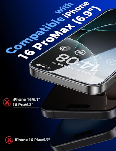 MAGIC JOHN 2 Pack for iPhone 16 Pro Max Tempered Glass Screen Protector - size: iPhone 16 Pro Max-6.9 inch