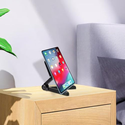 Tablet Stand Holder, Adjustable, Portable, Foldable, Light-Weight, Compatible with 7 to 10.2 Inches Most Tablets, Kindle Fire and Smart Phones - color: black