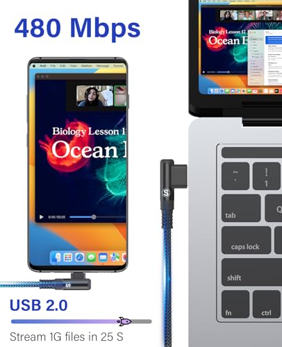 USB to USB C Cable 3.1A Fast Charge Right Angle CarPlay 3.3ft 2-Pack Black - color: Black, size: 3.3ft+3.3ft