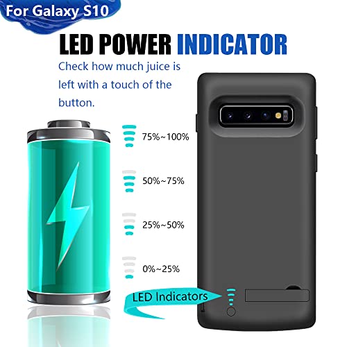 Battery Case for Samsung Galaxy S10, 5000mAh Rechargeable Extended Battery Charger Case, Adds 1.5X Extra Juice (6.1 Inches) Black
