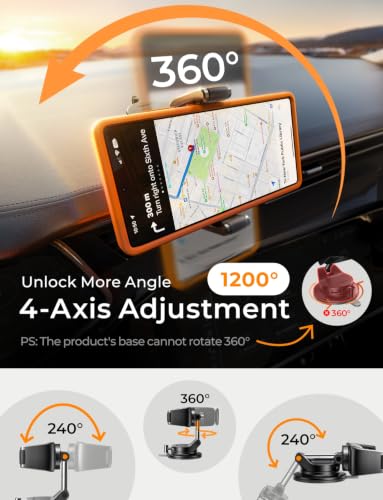 LISEN Suction Phone Mount for Car, [Ultra Suction & Less Fuss] Car Phone Holder Mount Vacuum Dashboard Phone Holder, Car Cell Phone Holder for iPhone 18 Pro Max 17 16 15 Air with Case Galaxy S26 S25 - color: Black