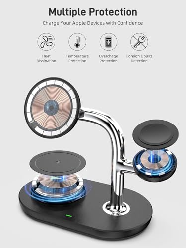 Dual Magnetic Charger for iPhone, 3 in 1 Wireless Charger for Apple Watch