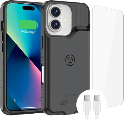 Alpatronix Battery Case for iPhone 16 series [2025 Upgraded], Portable Strong Slim Protective Wireless Charging Case, Extended Charger Cover, 15W Fast Charging, High Capacity (iPhone 16 Plus)