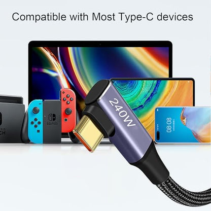 Dual Right 240W USB-C to USB-C Cable 10FT Gunmetal, Fast Charging - color: Grey, size: 10FT