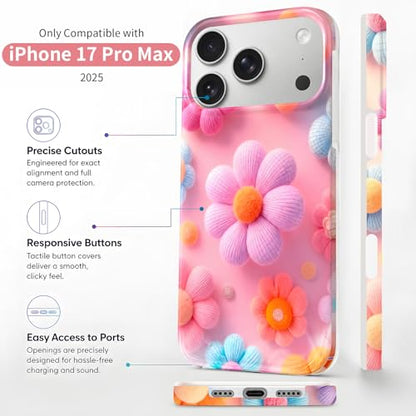 Case Compatible with iPhone 17 Pro Max, 2025 Anti-Yellow Ultra Transparent Soft TPU Phone Case, Shockproof Anti-Slip Slim Lightweight Full Coverage Protective (Rainbow Flower) - color: Rainbow flower