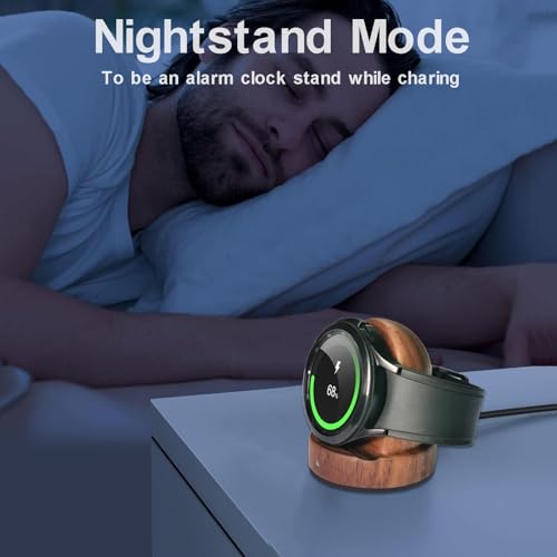 Wood Watch Charger Compatible with Samsung Galaxy Watch 8/7/6/6 Classic/ 5/5 Pro/4/4 Classic/3/Active 2 Charger Stand,Wireless Smart Watch Charger Magnetic for Samsung Watch,Gift for Men Women
