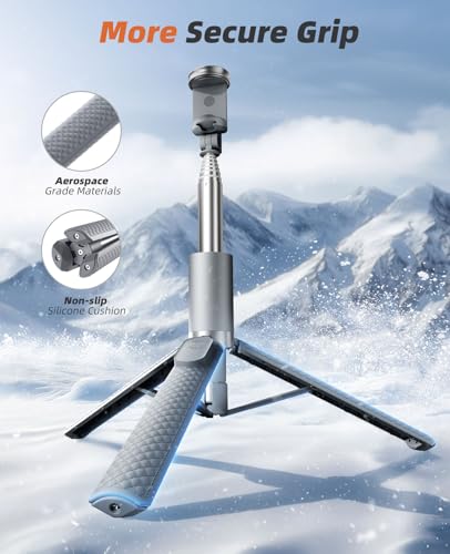 Tripod for iPhone, Selfie Stick with Remote, Stable & Durable Phone Tripod - color: Grey