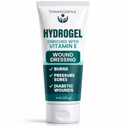 Hydrogel Wound Dressing Ointment - 4 oz Amorphous Hydrogel for Wound Care, Burns, Diabetic Ulcers - Enriched with Vitamin E - First Aid Gel for Medical Facilities and Nursing Homes - size: 4 Ounce (1 Pack)