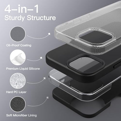 JETech Silicone Case for iPhone 14 Pro, Black | Silky Soft Touch, Shockproof Protection, Scratch Resistant, Microfiber Lining - color: Black, size: iPhone 14 Pro