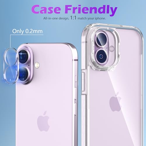 imluckies [3 Pack Clear Camera Lens Protector for iPhone 16/iPhone 17 & iPhone 16 Plus, 9H Tempered Glass, Anti-Scratch, Ultra-HD, Case Friendly, Easy to Install, Not Affect Night Shots - size: 16 Plus/17-Clear