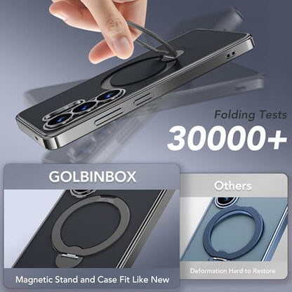 Magnetic for Samsung Galaxy S26 Ultra Case with 360° Spin Stand,[Compatible with MagSafe][Military Drop Protection] Shockproof Phone Cover for AI Galaxy S26 Ultra with Kickstand(Black/Clear) - color: Black/Clear