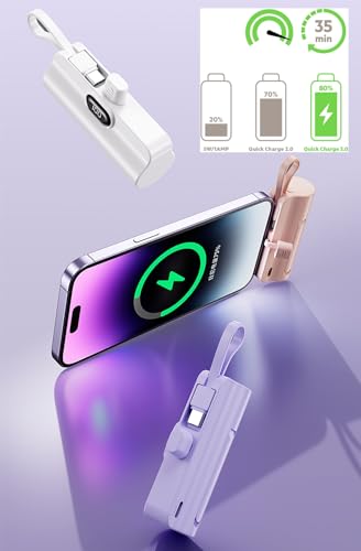Mini Power Bank,Capsule Power Phone Charger 5500mAh,Portable Charger with Dual USB-C Ports for iPhone17/16/15/15 plus/15 pro/15 pro Max/Android Phone/Samsung/Moto/LG etc (Black) - color: Black
